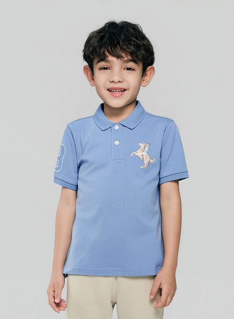 جيوردانو Kid's Cotton Polo with Napoleon Embroidery