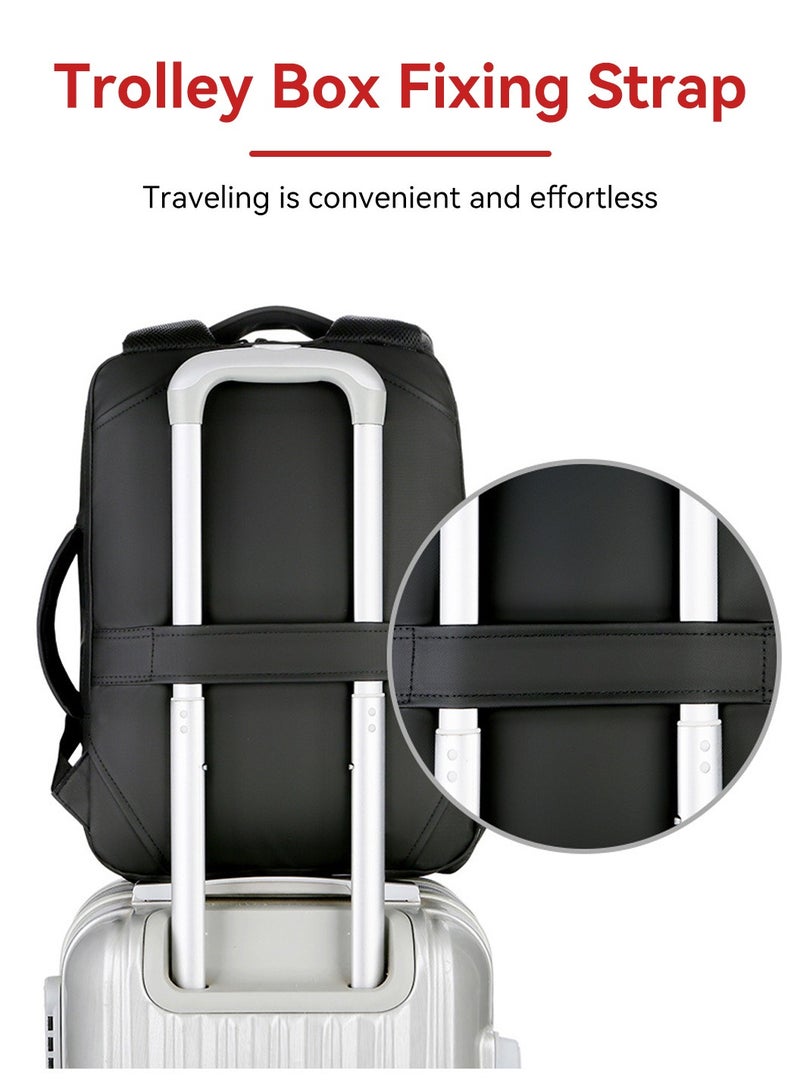 Moovant USB Waterproof 15.6 Inch Laptop Backpack for Men Women, Travel Backpack, 20L Large Capacity School Bag, Work Commute Flight Business, 41x30x10CM, Black  - Image 3