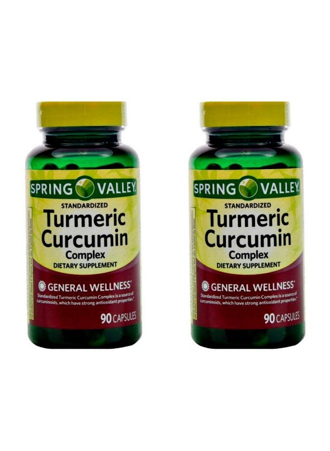 SPRING VALLEY كبسولات مكمل غذائي من الكركم الكركمين المعقد القياسي 500 ملغ 90 حبة 2 عبوة - Image 1