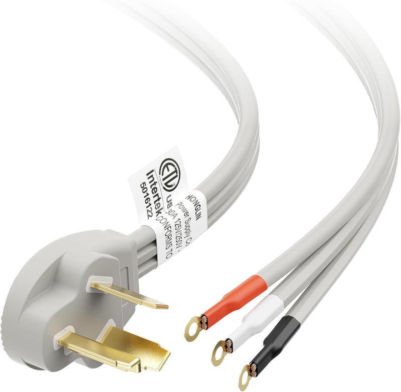 CableMatters 10 AWG 3 Prong Dryer Cord - 6ft, 30A / 7500W Rated, NEMA 10-30P to 3-Wire Appliance Cord, Dryer Plug 3 Prong, Gray - Image 1