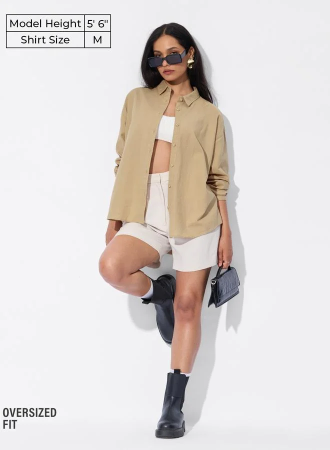 ذا سوليد ستور قميص بويفريند من الكتان