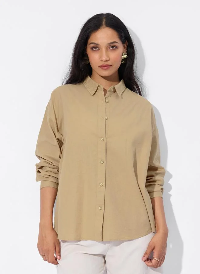 ذا سوليد ستور قميص بويفريند من الكتان