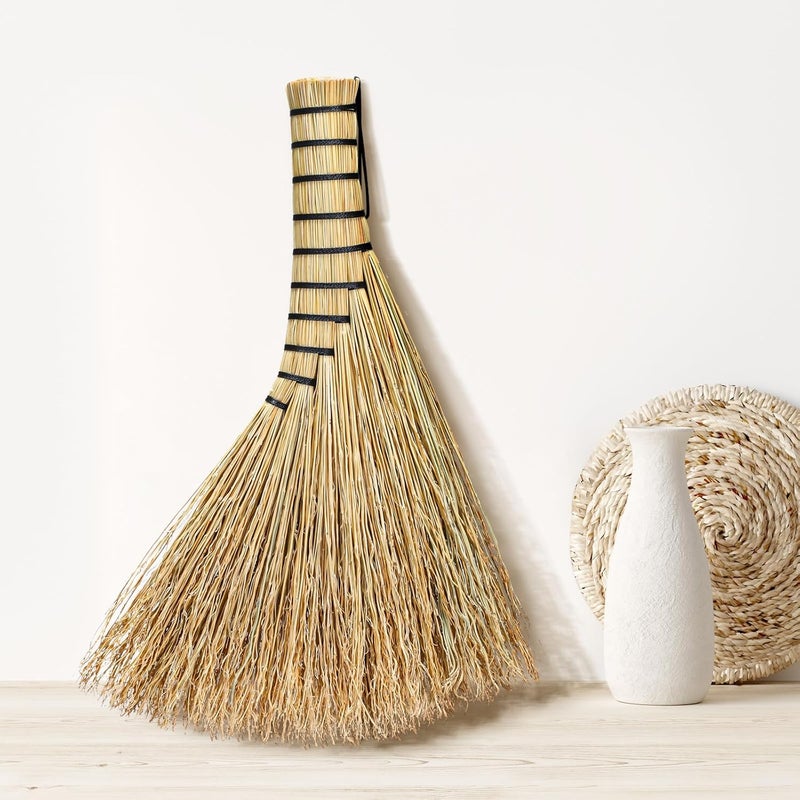 Suclain 2 Pcs Small Corn Whisk Brush Broom 100% Handmade 12 Inch Handheld Brush Whisks Natural Corn Short of Asian Whisk Broom with Nylon Thread Handle for Household Sweeping Indoor Outdoor (Style B) - Image 4