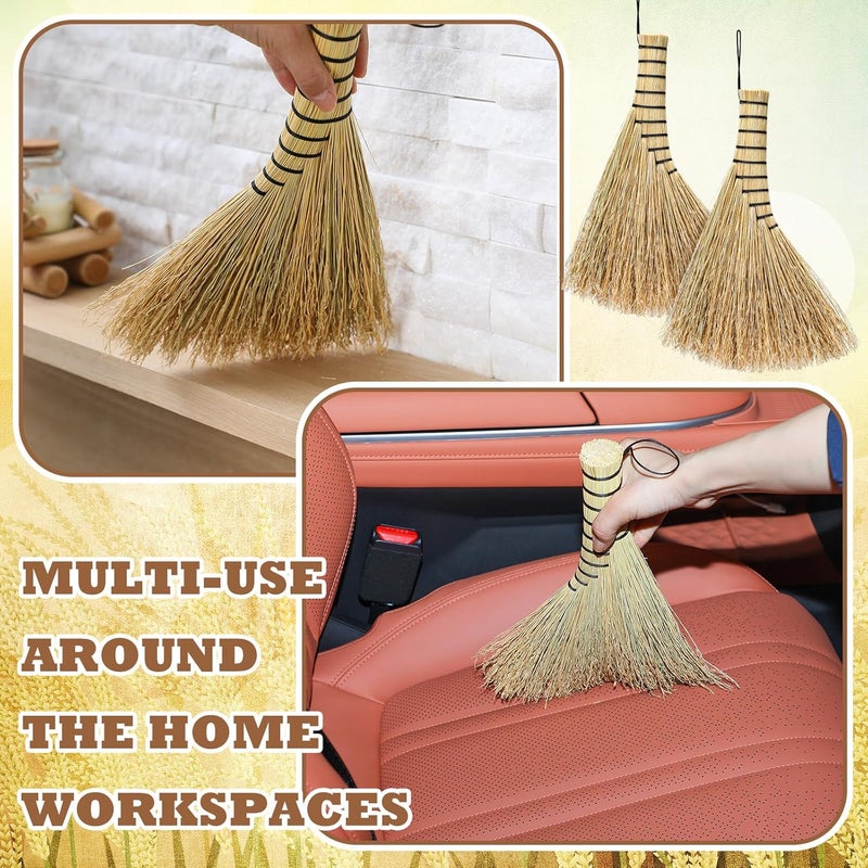 Suclain 2 Pcs Small Corn Whisk Brush Broom 100% Handmade 12 Inch Handheld Brush Whisks Natural Corn Short of Asian Whisk Broom with Nylon Thread Handle for Household Sweeping Indoor Outdoor (Style B) - Image 5