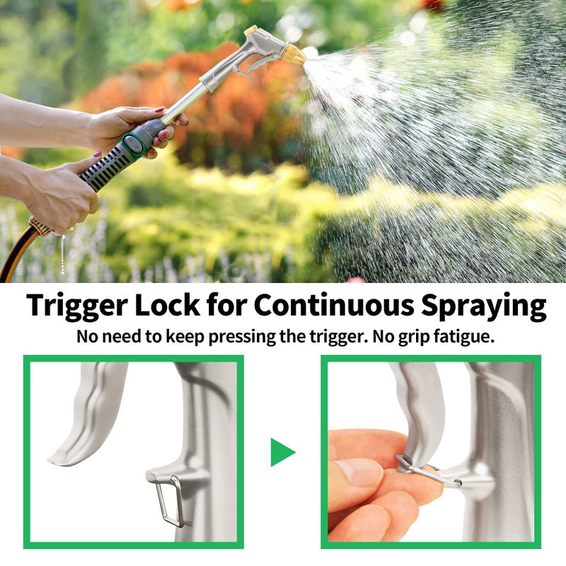 AUTOMAN Garden Hose Nozzle Sprayer - High Pressure 100% Metal Water Spray Nozzle With 4 Patterns - Heavy Duty for Watering Plants, Lawns, Washing Cars & Pets - Image 4