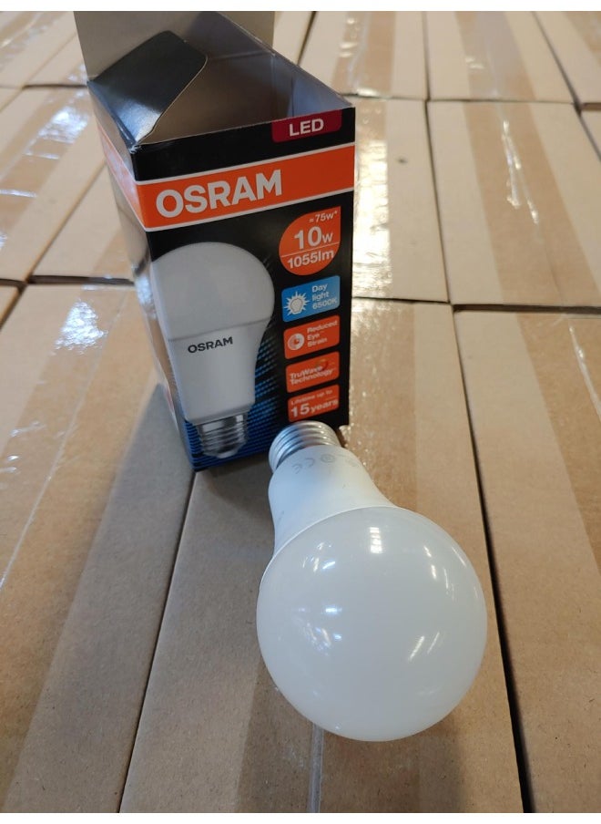 Osram - Osram Led Value Classic A Screw Base E27, Frosted (Replace 75W) 10W, Day Light/6500K - 1055 Lm Pack Of 6 - Image 1