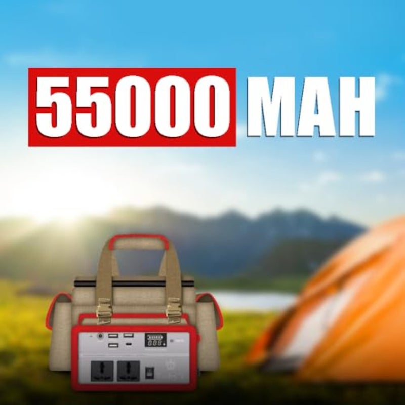 Camping power inverter, lithium-ion battery, black, 70A 55000mAh 220V rechargeable - Image 3