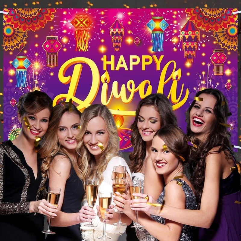 ARS Happy Diwali Backdrop for Home Diwali Banner Backdrop Festival of Lights Banner Deepavali Decorations Diwali Photo Booth Props Diwali Decorations - Image 3