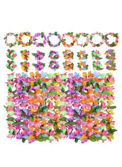32 pcs Hawaiian Flowers Garlands Leis Luau Flowers For Hawaii Party Decorations Supplies,With 16 Bracelets 8 Headbands And 8 Necklaces for Party Necklace Photo Booth Props DIY Latex Flowers