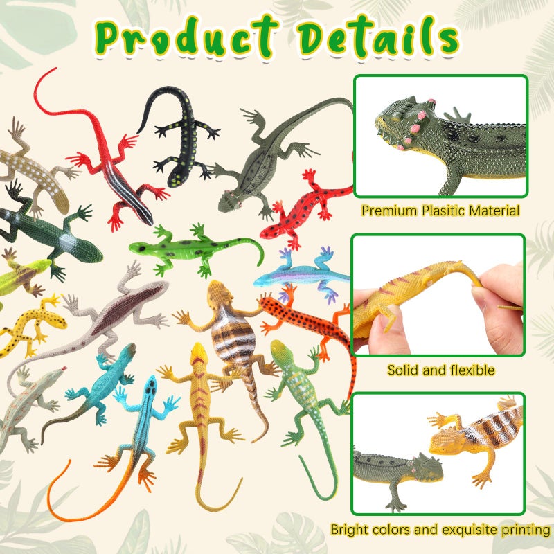 KINYFY 18 Pcs Fake Lizards Toys, Plastic Artificial Reptile Lizards for Kids, Realistic Lizard Toy for Halloween Party Decoration, Prank, Educational Toy - Image 5
