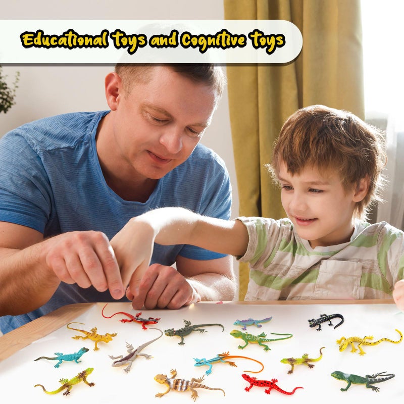 KINYFY 18 Pcs Fake Lizards Toys, Plastic Artificial Reptile Lizards for Kids, Realistic Lizard Toy for Halloween Party Decoration, Prank, Educational Toy - Image 3