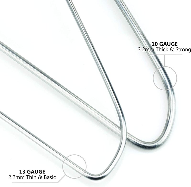 HANGERWORLD Silver Metal Wire Clothes Hangers 16inch 13 Gauge Clothes Garment Coat Hanger (20 Pack) - Image 3