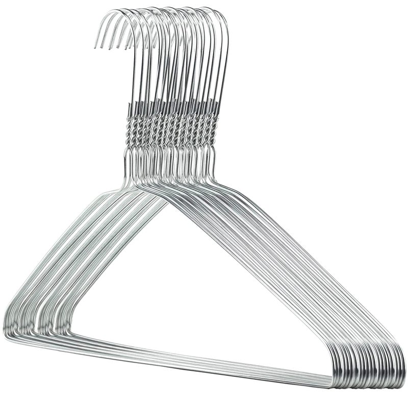 HANGERWORLD Silver Metal Wire Clothes Hangers 16inch 13 Gauge Clothes Garment Coat Hanger (20 Pack) - Image 1