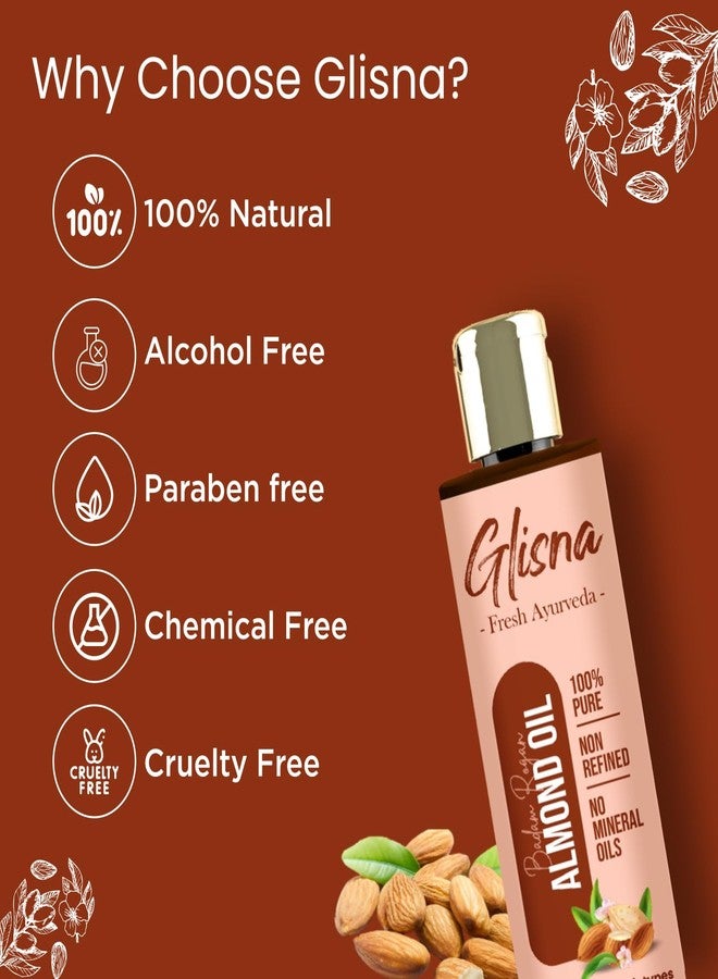 Glisna Natural 100% Pure Badam Rogan Almond Oil 100 ml (Pack of 2) | For Damage Protection | Non-Refined | No Mineral Oils | For All Skin and Hair Types - Image 3