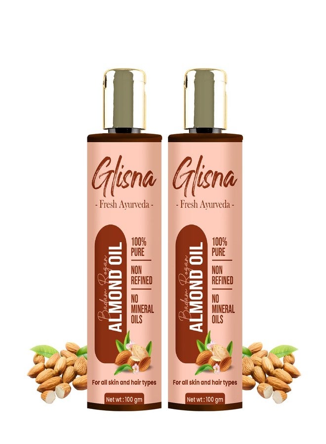 Glisna Natural 100% Pure Badam Rogan Almond Oil 100 ml (Pack of 2) | For Damage Protection | Non-Refined | No Mineral Oils | For All Skin and Hair Types - Image 1