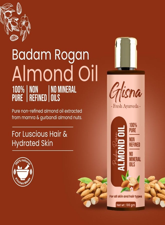 Glisna Natural 100% Pure Badam Rogan Almond Oil 100 ml (Pack of 2) | For Damage Protection | Non-Refined | No Mineral Oils | For All Skin and Hair Types - Image 2