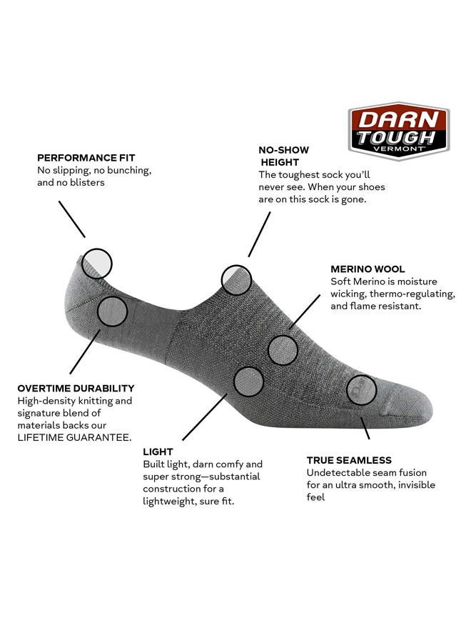 Darn Tough Tough Vermont Men's Solid No Show Hidden Lightweight Lifestyle Sock (Style 6055) - Black, Large - Image 2