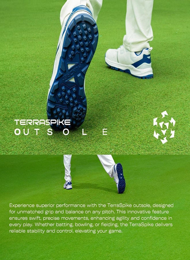 Hundred Hyperturf Cricket Shoes | TerraSpike Rubber Studs | Embedded Support Plate for Stability | Lightweight & Durable | Ideal for Turf, Ground & Hard Surfaces White/Navy (UK 5) - Image 4