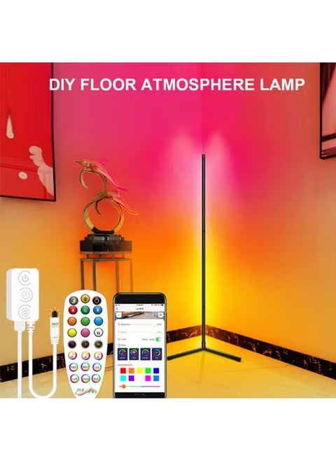 61" RGB Color Changing Standing Corner Lamp, Dimmable LED Smart Floor Lamp for Living Room Bedroom by Remote Controller and APP Control