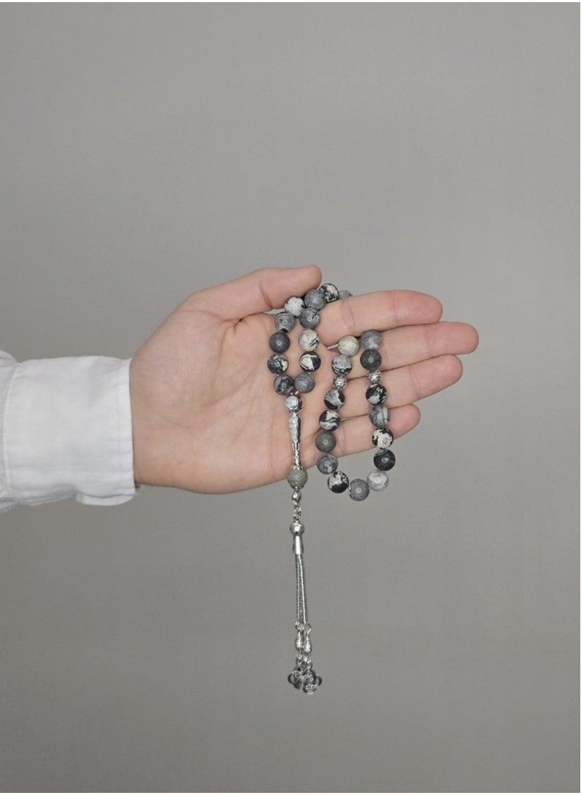 MISK Luxury Grey Rosary with Stones and Distinctive Design | For Hajj and Umrah | For Gifts | For Eid 