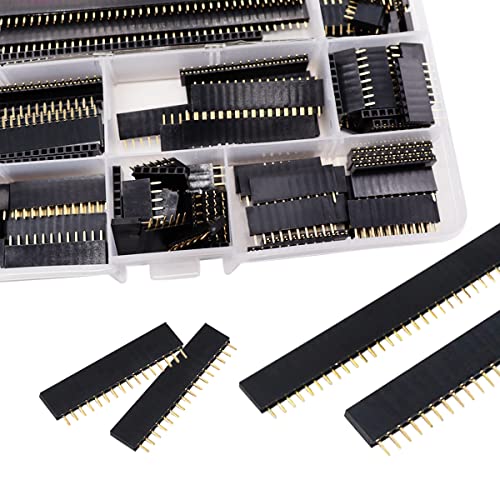 Ruibapa 104 PCS 2.54mm 2.54mm Male and Female Pin Header Connector Assortment Kit Includes 4、6、8、10、12、16、20、40Pin Straight Single Row PCB Board Pin Header - Image 5