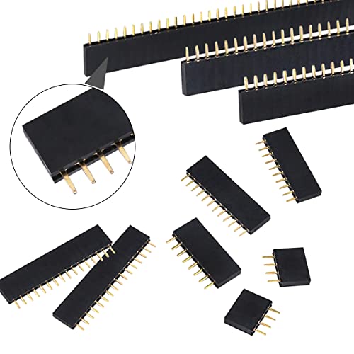 Ruibapa 104 PCS 2.54mm 2.54mm Male and Female Pin Header Connector Assortment Kit Includes 4、6、8、10、12、16、20、40Pin Straight Single Row PCB Board Pin Header - Image 3