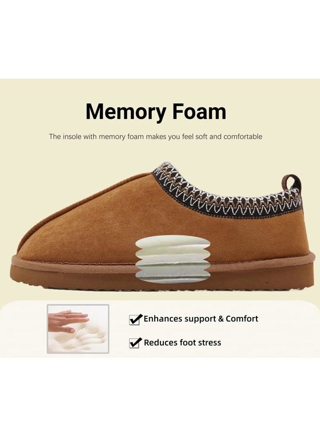 SMajong Women's Fuzzy Slippers Cozy Memory Foam House Slippers Winter Mules Anti-Skid Sole House Shoes Indoor and Outdoor, Brown, 6 - Image 4