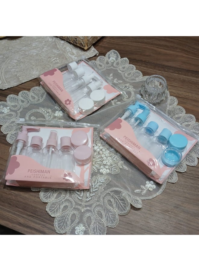 طقم عبوات سفر ضد التسريب مجموعة السفر الكاملة عبوات صغيرة آمنة، عملية، وخفيفة للحفاظ على مستحضراتك سهلة التنظيم وخفيفة الوزن (ازرق) - Image 2