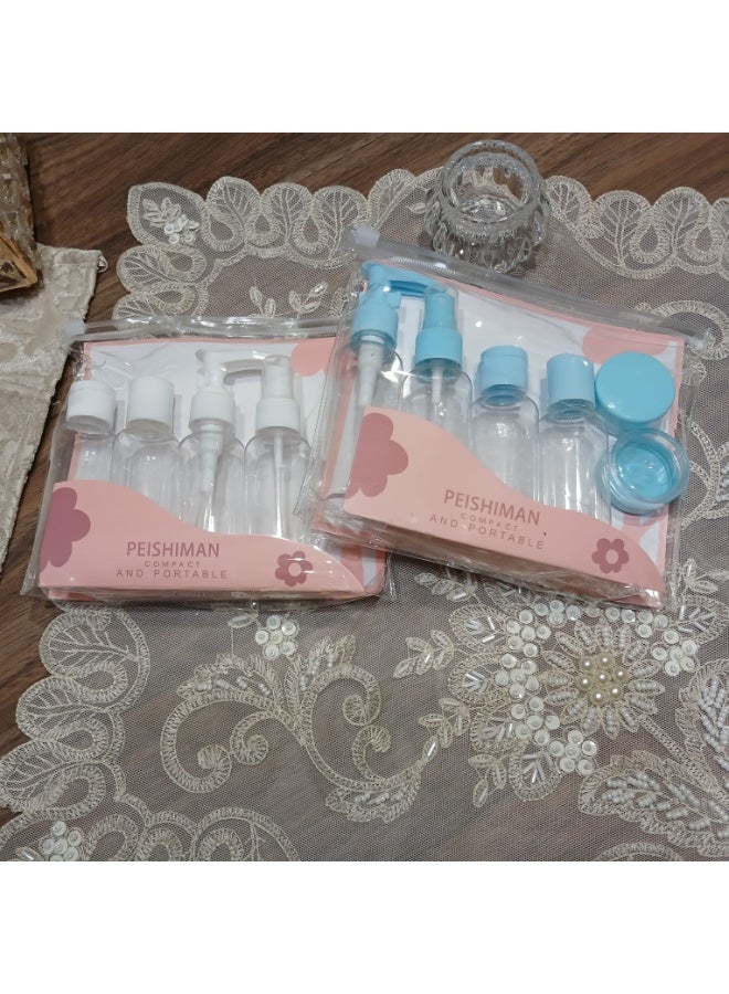 طقم عبوات سفر ضد التسريب مجموعة السفر الكاملة عبوات صغيرة آمنة، عملية، وخفيفة للحفاظ على مستحضراتك سهلة التنظيم وخفيفة الوزن (ازرق) - Image 3