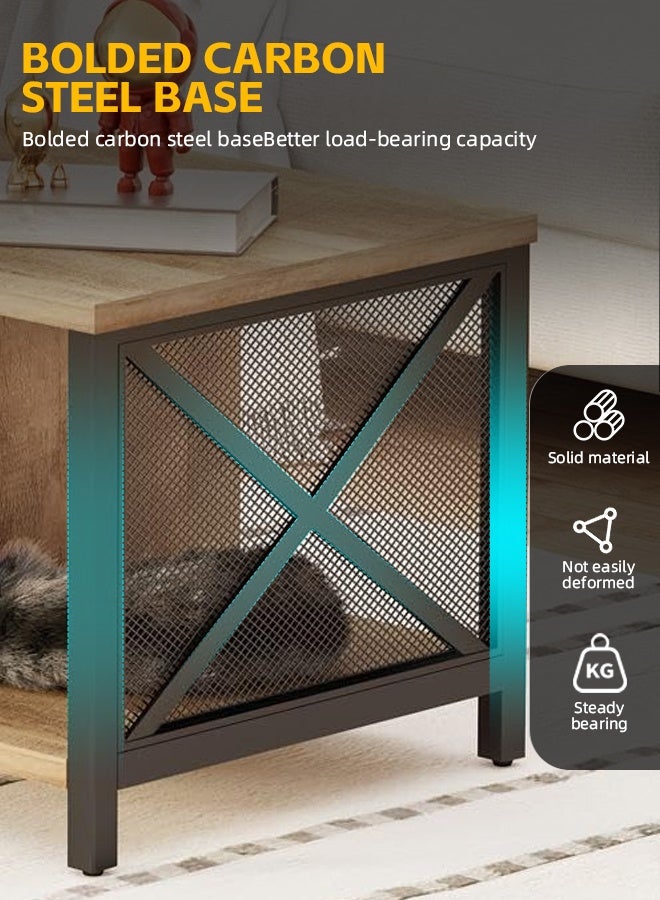 مساحة عمار طاولة وسط غرفة المعيشة مستطيلة الشكل مصنوعة من الخشب، بمقاس 110*50*45، وطاولة قهوة من طبقتين مع رف تخزين مفتوح، وطاولات صناعية - Image 5