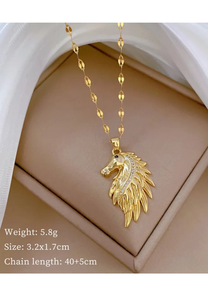 إيكوال سلسال نسائي مصنوع من الاستانلس ستيل مطلي باللون الذهبي - Image 3