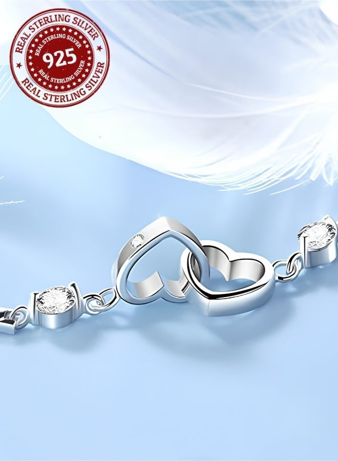 aeen S925 Sterling Silver Bohemian Charm Bracelet – Elegant Vintage Design with Synthetic Zirconia, Maple Leaf & Star Charms, Hypoallergenic Jewelry for Parties & Gifts - Image 3