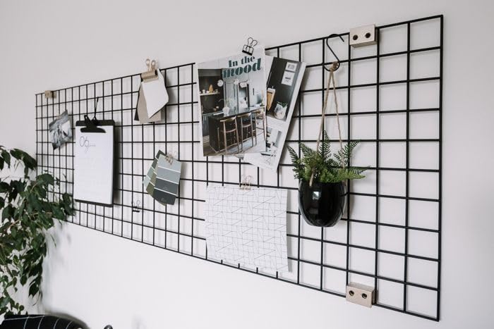 GreenUniverse GreenUniverse Grid Photo Frame for Wall Clip Holder Photo FrameMulti Functional Creative Mesh Wall GridPackage 1pc Frame black 30cm x 30cm  - Image 4