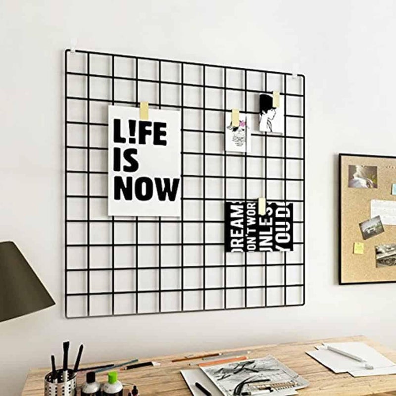 GreenUniverse GreenUniverse Grid Photo Frame for Wall Clip Holder Photo FrameMulti Functional Creative Mesh Wall GridPackage 1pc Frame black 30cm x 30cm  - Image 1