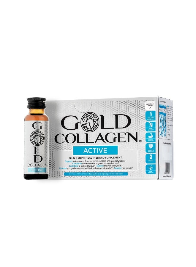 Gold Collagen GOLD COLLAGEN® Active 10 Day - Advanced Collagen Supplement Anti-Aging for Youthful Skin, Hair & Nails | +25 age | Apple Flavor | 50ml x 10 bottles  - Image 1