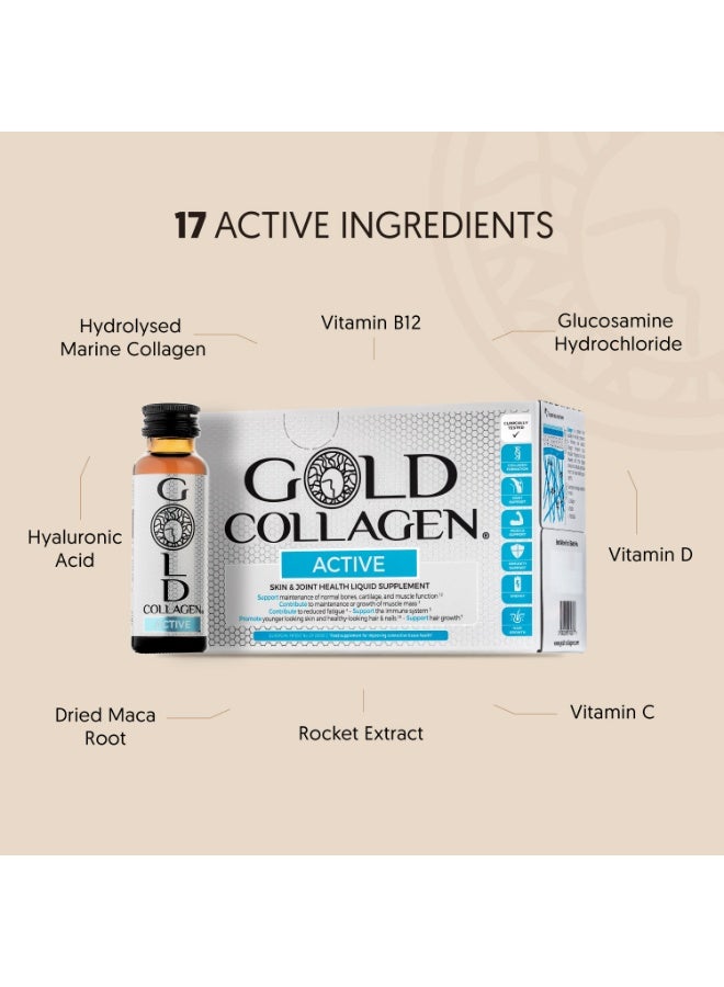 Gold Collagen GOLD COLLAGEN® Active 10 Day - Advanced Collagen Supplement Anti-Aging for Youthful Skin, Hair & Nails | +25 age | Apple Flavor | 50ml x 10 bottles  - Image 5