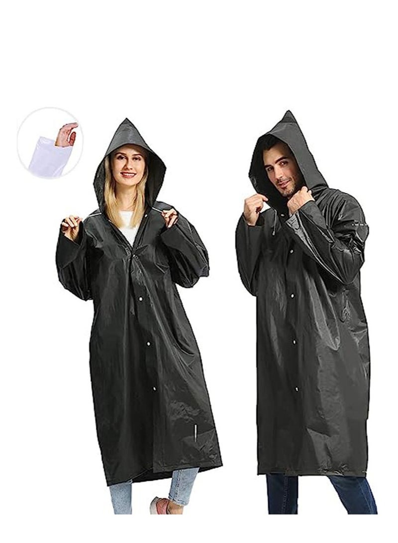 Generic Raincoat Rain Poncho for Adults, EVA Rain Poncho for Women and Men Reusable Raincoat Jacket Packable Raincoat for Family Fishing/Travel/Emergency/no PVC with Hood and Elastic Sleeveng  - Image 2
