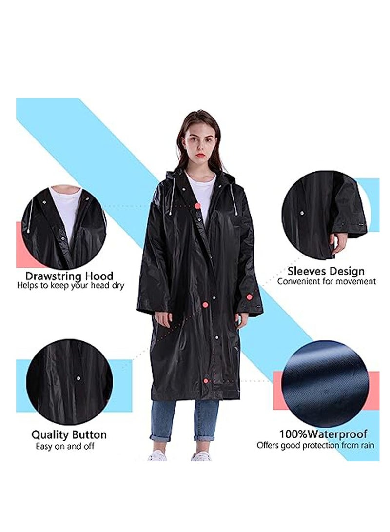 Generic Raincoat Rain Poncho for Adults, EVA Rain Poncho for Women and Men Reusable Raincoat Jacket Packable Raincoat for Family Fishing/Travel/Emergency/no PVC with Hood and Elastic Sleeveng  - Image 5