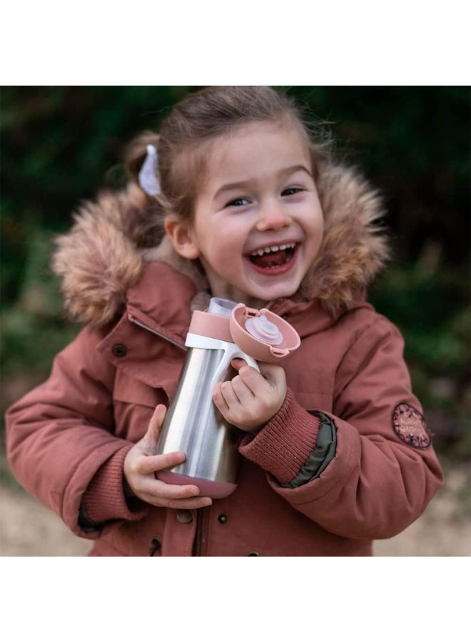 بيابا زجاجة ستانلس ستيل  مل بمقبض وردي قديم - Image 5