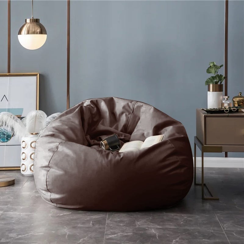 INSTER INSTER 4XL Bean Bag Cover with Square Footrest with Cushion Without Beans Only Cover Faux LeatherBrown  - Image 3