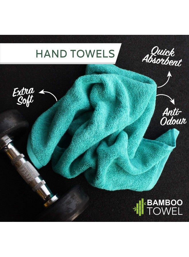 HEELIUM Bamboo Hand Towel | Ultra Absorbent & Anti-Bacterial | 3X Softer Than Cotton Towels | 65 X 40 cm - 600 GSM | Pack of 2 - Teal, White - Image 2
