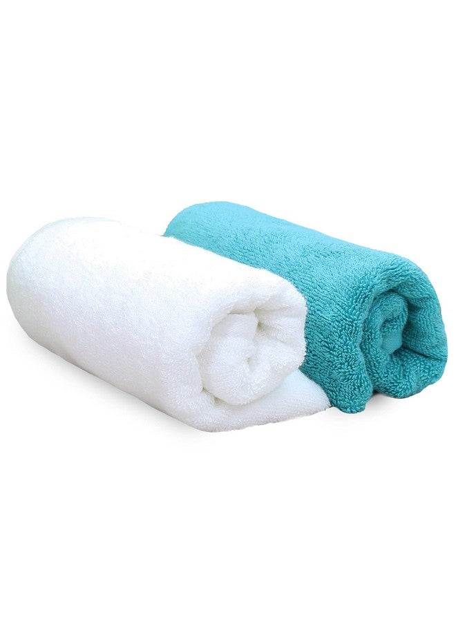 HEELIUM Bamboo Hand Towel | Ultra Absorbent & Anti-Bacterial | 3X Softer Than Cotton Towels | 65 X 40 cm - 600 GSM | Pack of 2 - Teal, White - Image 1