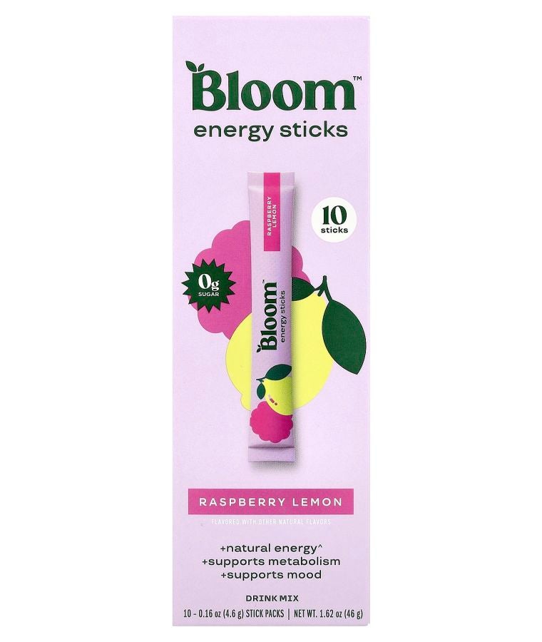 BLOOM Energy Sticks Raspberry Lemon 10 Stick Packs 0.16 oz (4.6 g) Each