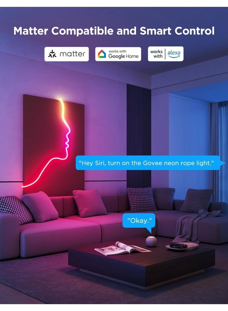 Govee Neon Rope Light 2, RGBIC Neon LED Strip Lights with Shape Mapping, Work with Matter, Alexa and Google Assistant, Neon Light for Wall Decor, 5m - Image 3