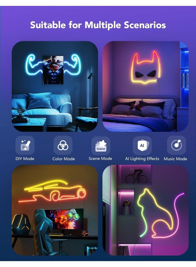 Govee Neon Rope Light 2, RGBIC Neon LED Strip Lights with Shape Mapping, Work with Matter, Alexa and Google Assistant, Neon Light for Wall Decor, 5m - Image 2