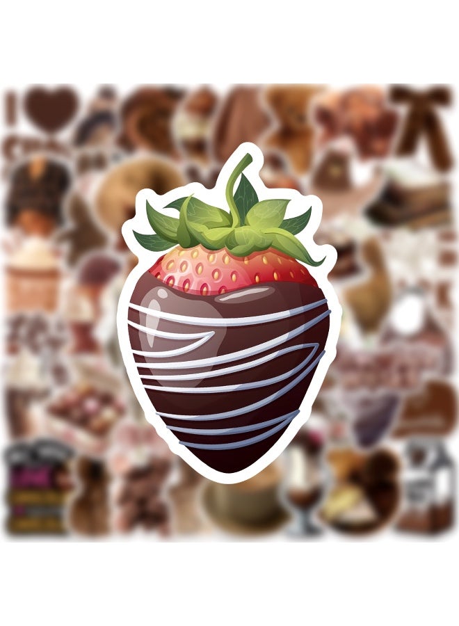 Chocolate Theme Stickers 50Pcs Chocolate Waterproof Vinyl Decals for Bike Water Bottles Laptop Bicycle Refrigerator Cup Luggage Computer Mobile Phone Skateboard Decor - Image 3