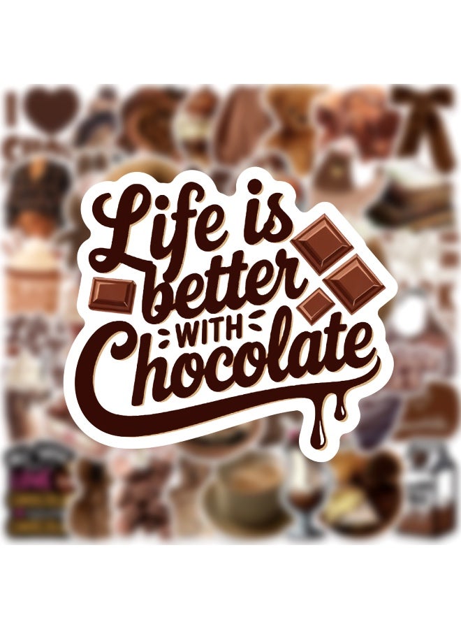 Chocolate Theme Stickers 50Pcs Chocolate Waterproof Vinyl Decals for Bike Water Bottles Laptop Bicycle Refrigerator Cup Luggage Computer Mobile Phone Skateboard Decor - Image 2