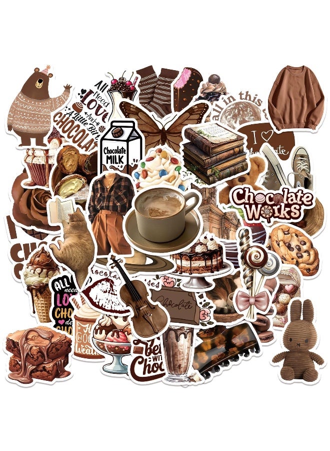 Chocolate Theme Stickers 50Pcs Chocolate Waterproof Vinyl Decals for Bike Water Bottles Laptop Bicycle Refrigerator Cup Luggage Computer Mobile Phone Skateboard Decor - Image 1