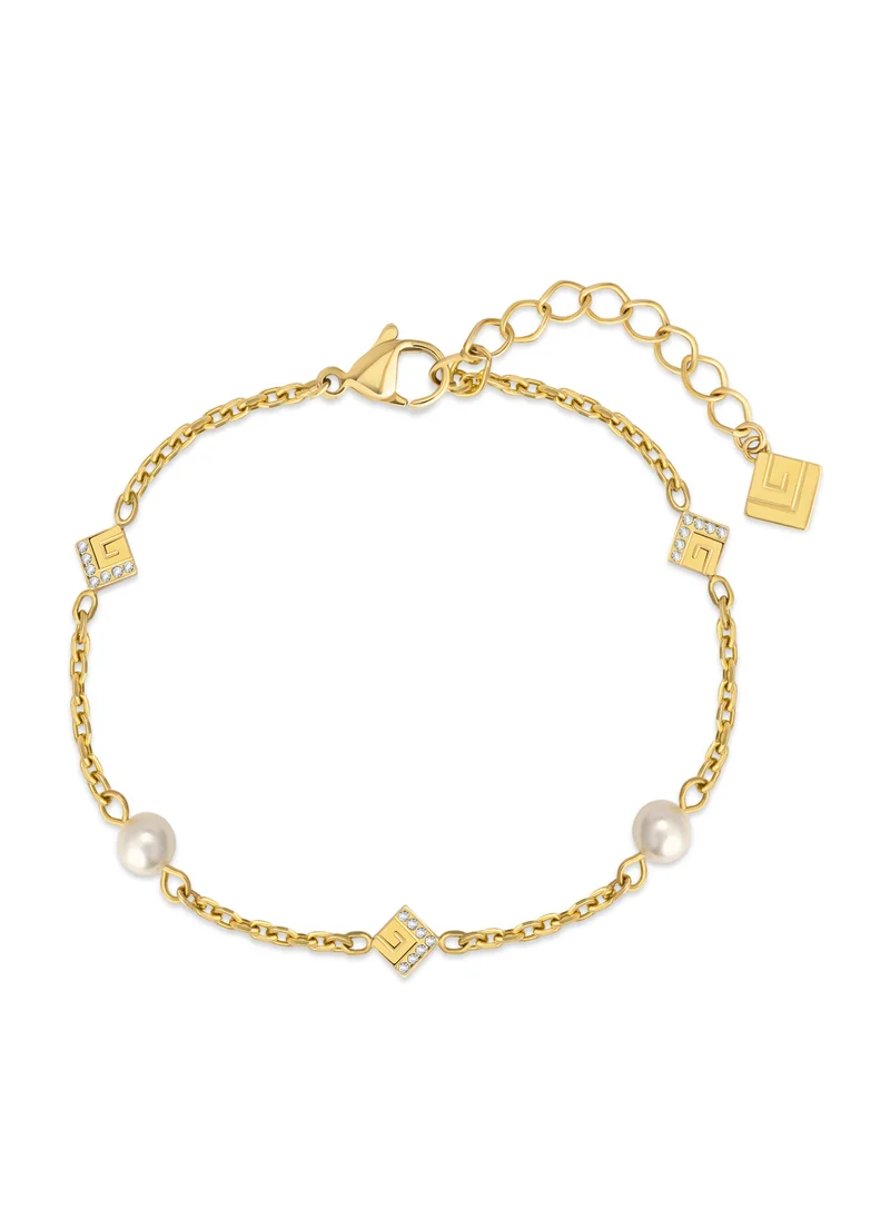 غاي لاروش Audrey Gold Plated Bracelet For Women with Pearls and Crystals