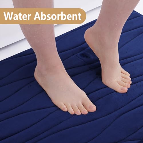 Buganda Memory Foam Bathroom Rug Mat 36x24, Extra Soft and Absorbent Bath Mats, Non-Slip and Machine Washable Bath Rugs for Bathroom Floor,Tub and Shower, Navy - Image 4